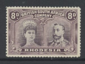 Rhodesia 1910-13 8d Double head Large part o.g. SG 147 Cat £200