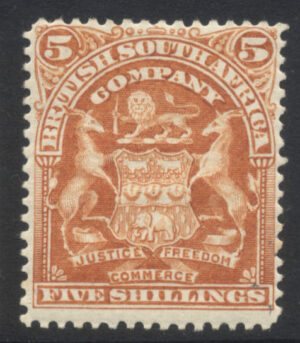 Rhodesia 1898-1908 5/- Large part o.g. SG 87 Cat £70.00