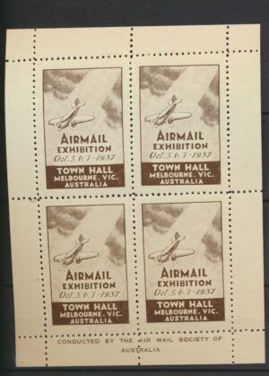 Australia 1937 Airmail Exhibition souvenir sheet Mint NH