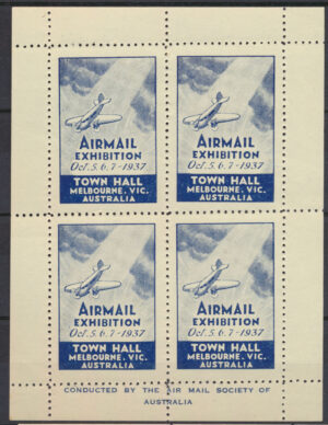 Australia 1937 Airmail Exhibition souvenir sheet Mint NH