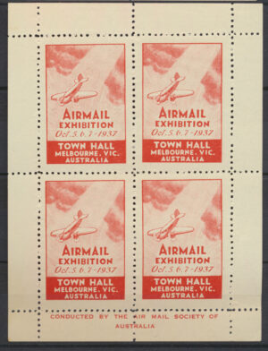 Australia 1937 Airmail Exhibition souvenir sheet Mint LH