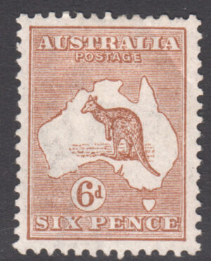 Australia 1923-24 6d Roo Large part o.g. SG 73 Cat £28.00