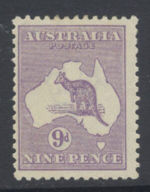 Australia 1915-27 9d Roo Large part o.g. SG 39 Cat £65.00