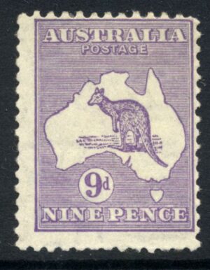 Australia 1931-36 9d Roo Large part o.g. SG 133 Cat £45.00