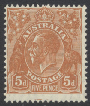Australia 1926-30 5d GV Mint NH SG 103a Cat £45.00