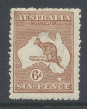 Australia 1923-24 6d Roo Large part o.g. SG 73 Cat £28.00