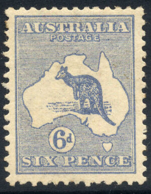 Australia 1913 6d Roo Large part o.g. SG 9 Cat £75.00