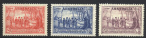 Australia 1937-49 2d-9d Large part o.g. SG 193-5 Cat £40.00