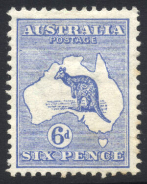 Australia 1913 6d Roo Large part o.g. SG 9 Cat £75.00