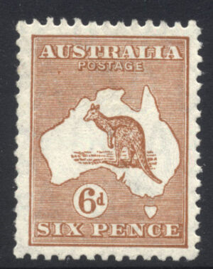 Australia 1931-36 6d Roo Large part o.g. SG 132 Cat £40.00