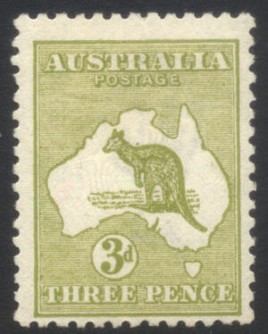 Australia 1915-27 3d Roo Large part o.g. SG 37 Cat £40.00
