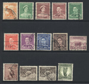 Australia 1937-49 ½d-1/- Used SG 179-192 Cat £30.60