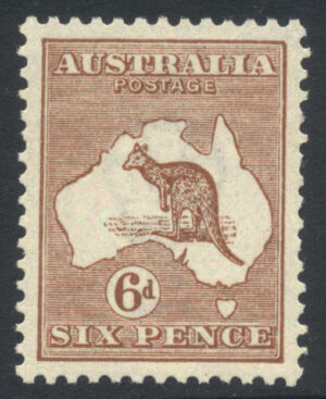 Australia 1923-24 6d Roo Mint LH SG 73 Cat £28.00