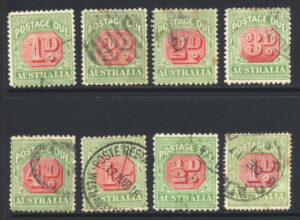 Australia 1909-23 ½d- 1/- Postage Due Used SG D64b-D80b Cat £54.00