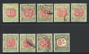 Australia 1938-59 1d- 5/- Postage Due Used SG D113-D131 Cat £61.00