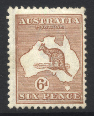 Australia 1923-24 6d Roo Mint LH SG 73 Cat £28.00