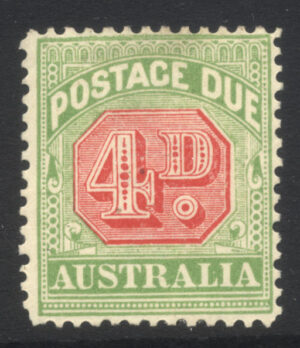 Australia 1909 4d Postage Due Part o.g. SG D67 Cat £42.00
