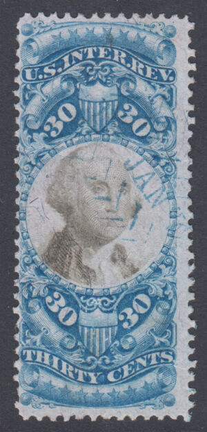 US Documentary - second issue Scott R113 1871 30c Used Cat $175