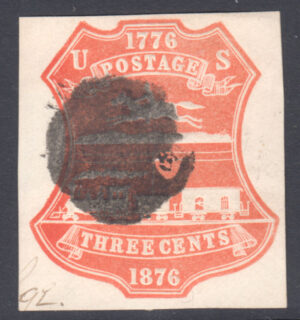 US Stamped envelopes and wrappers - Plimpton Scott U218 1876 3c Used Cat $25.00