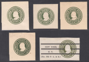 US Cut squares Scott U420-U420d 1917 1c Mint and used Cat $100