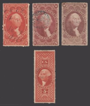 US Revenue Scott R82c-R89c 1862-71 $2-$5 Used Cat $63.00
