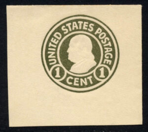 US Cut square Scott U420 1917 1c Unused Cat $110